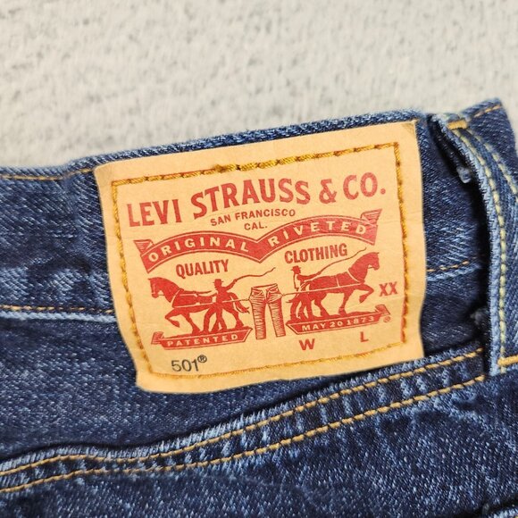 Levi's Shorts Womens 27 Blue Jeans 501 Dark Denim Cut Off High Waist Button Fly - Picture 11 of 11